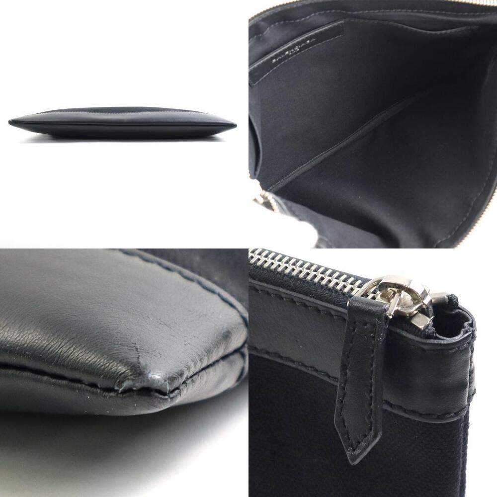 Balenciaga Black Leather Bag Canvas Clutch - Picture 4 of 4